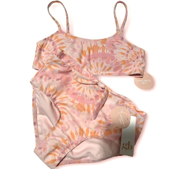 GB Girl.. Girls Big Girls Bandeau High Waisted Two-Piece Swimsuit Tie Dye - Picture 1 of 7
